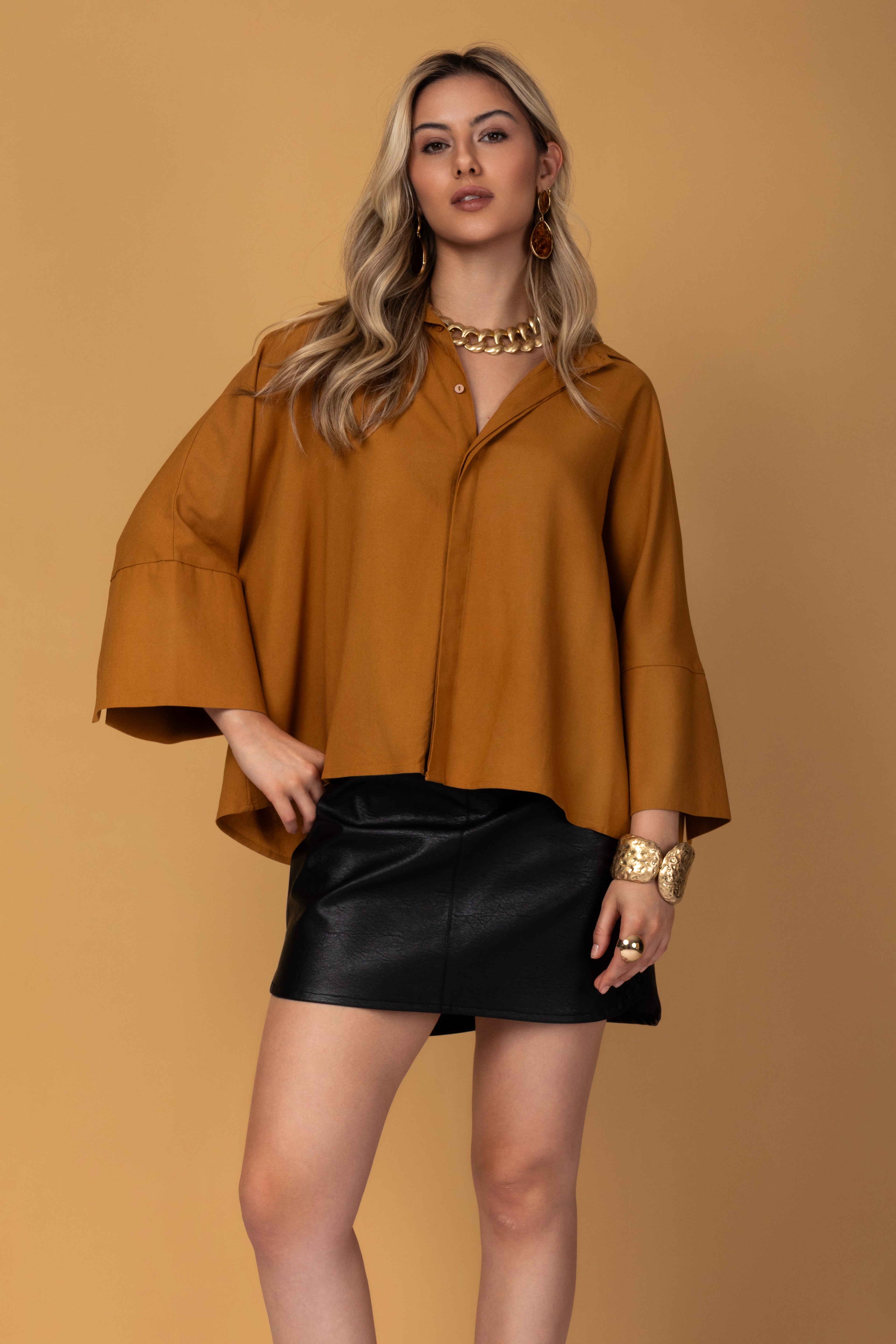 Camisa ampla manga 3/4