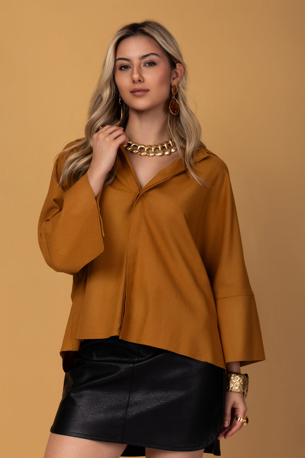 Camisa ampla manga 3/4