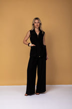 Calça pantalona com cintura alta