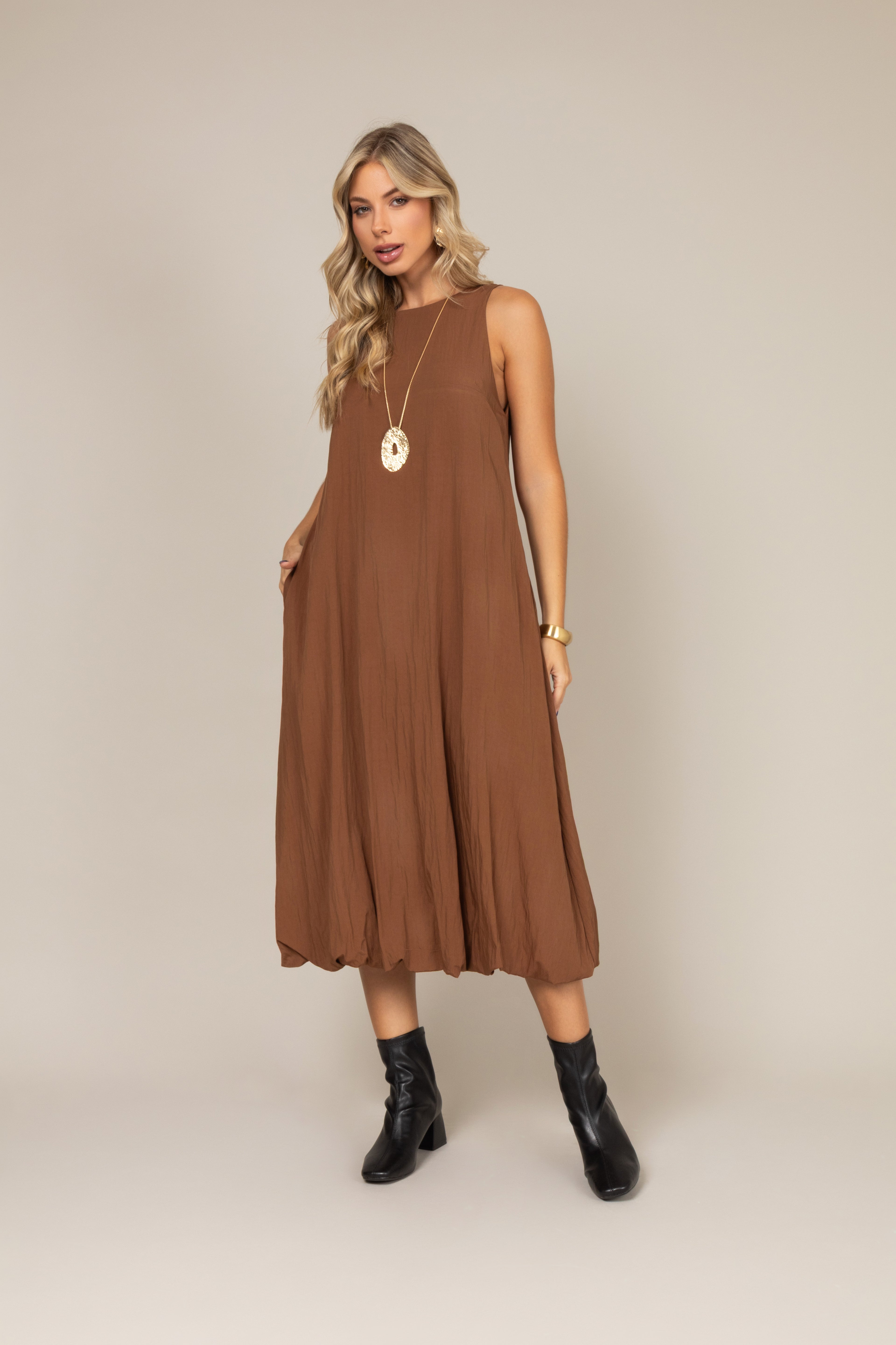 Vestido midi balonê