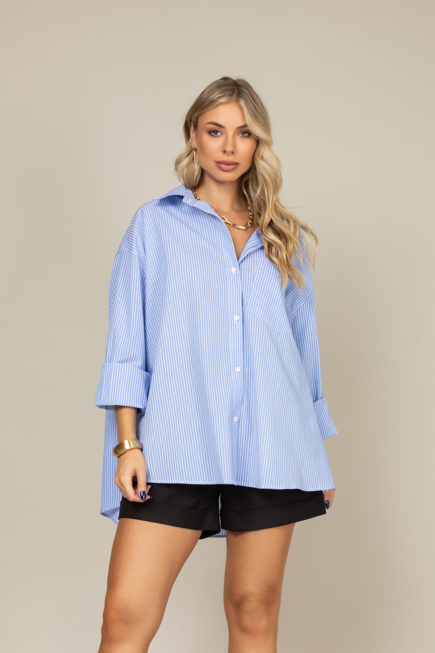 Camisa oversized listrada