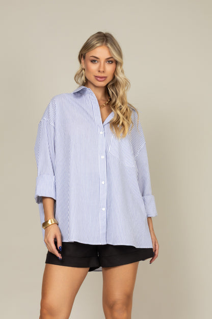 Camisa oversized listrada