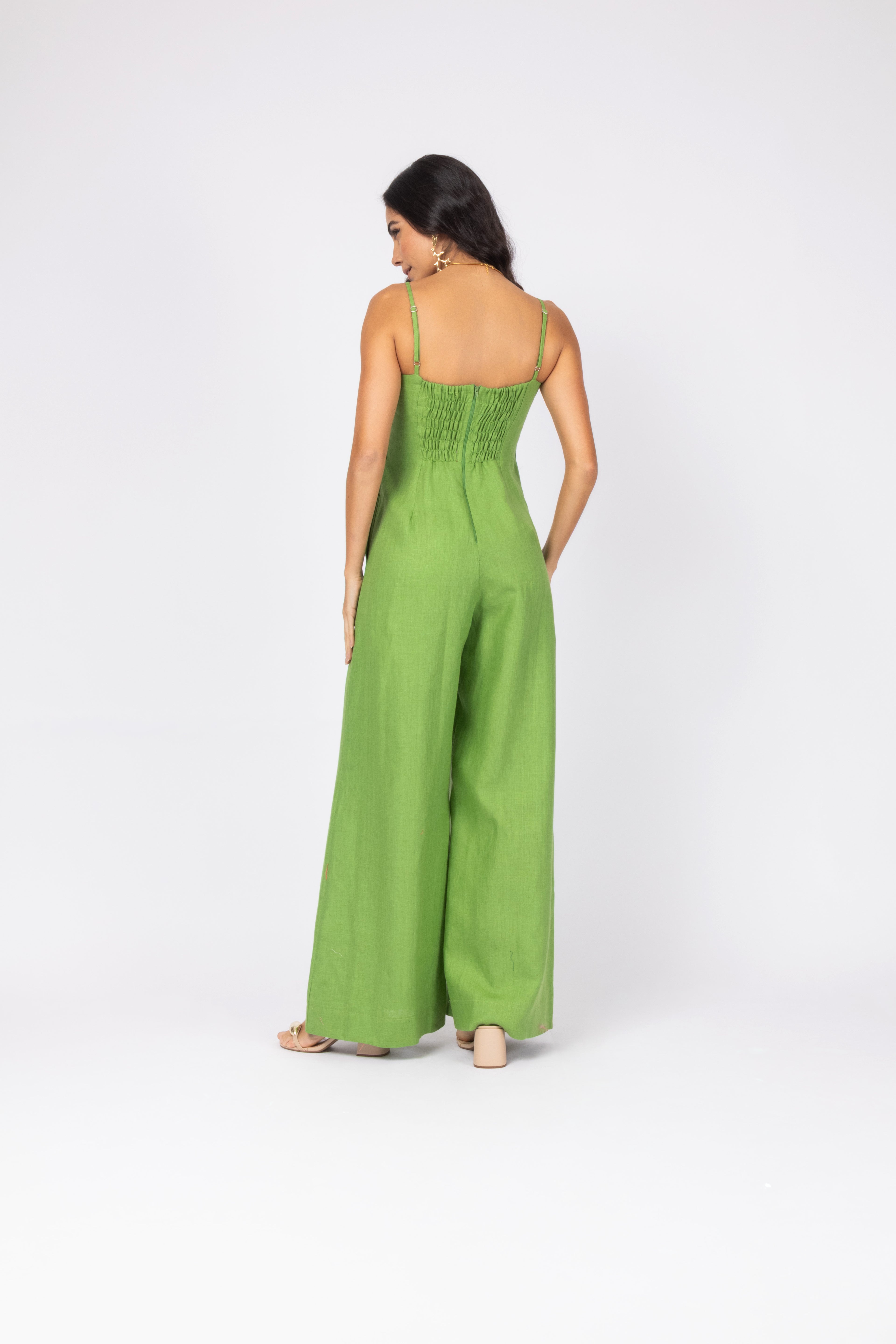 Macacão linho wide leg