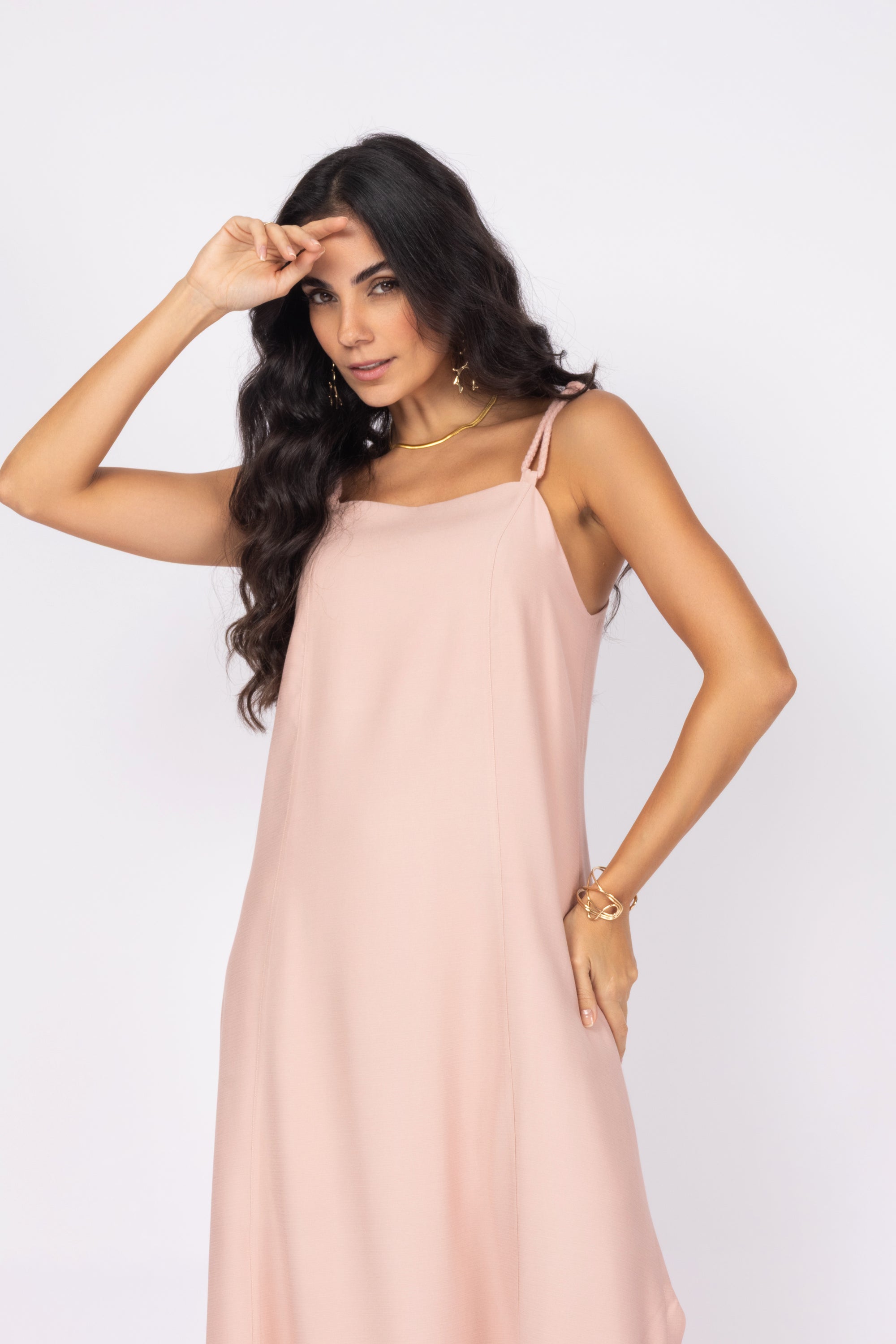 Vestido longo em viscose com alças