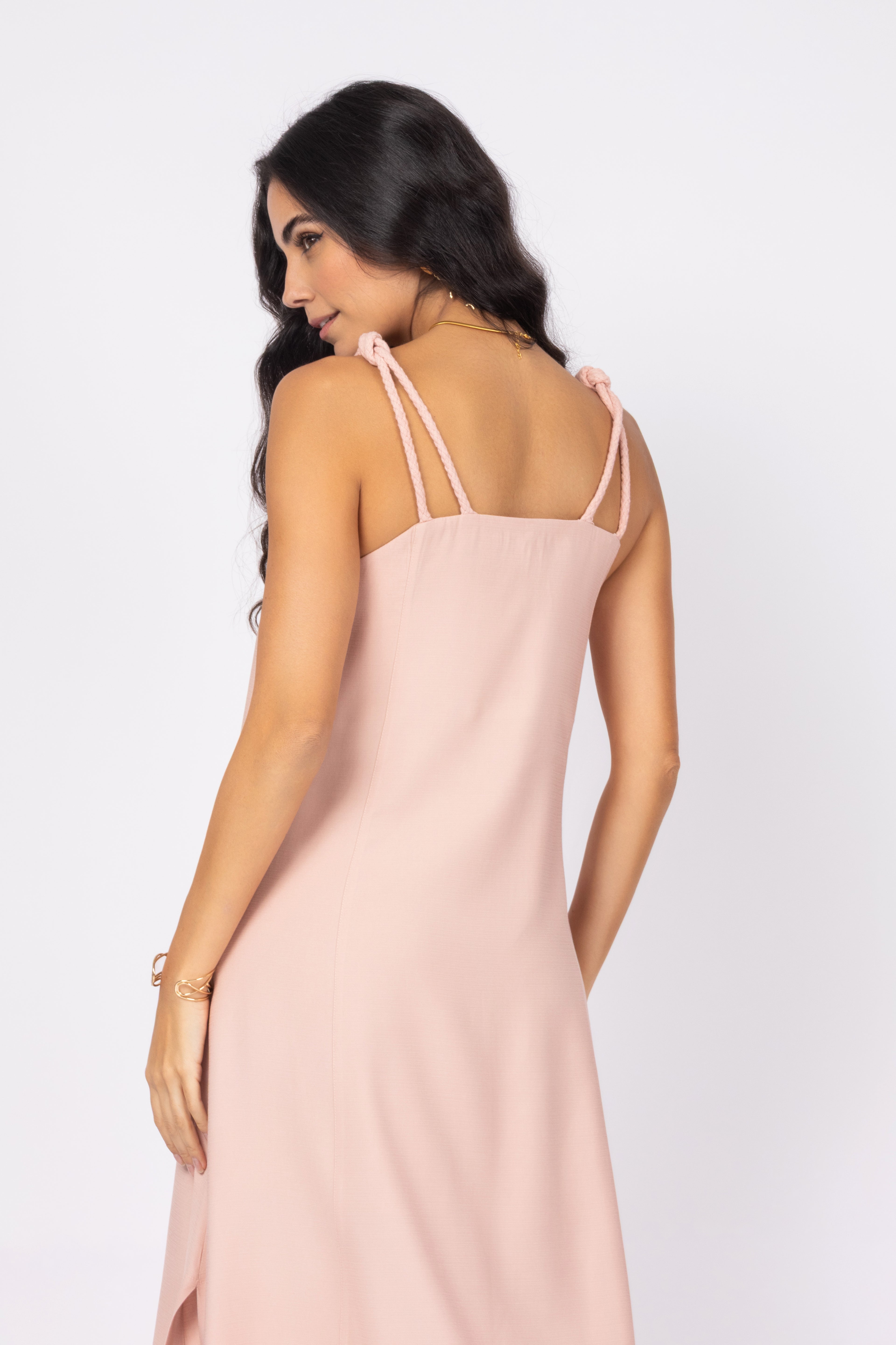 Vestido longo em viscose com alças