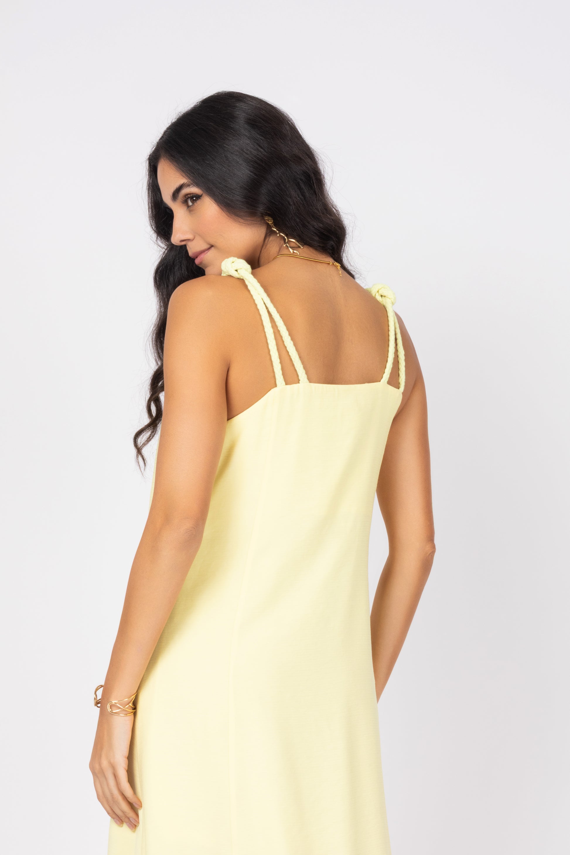 Vestido longo em viscose com alças
