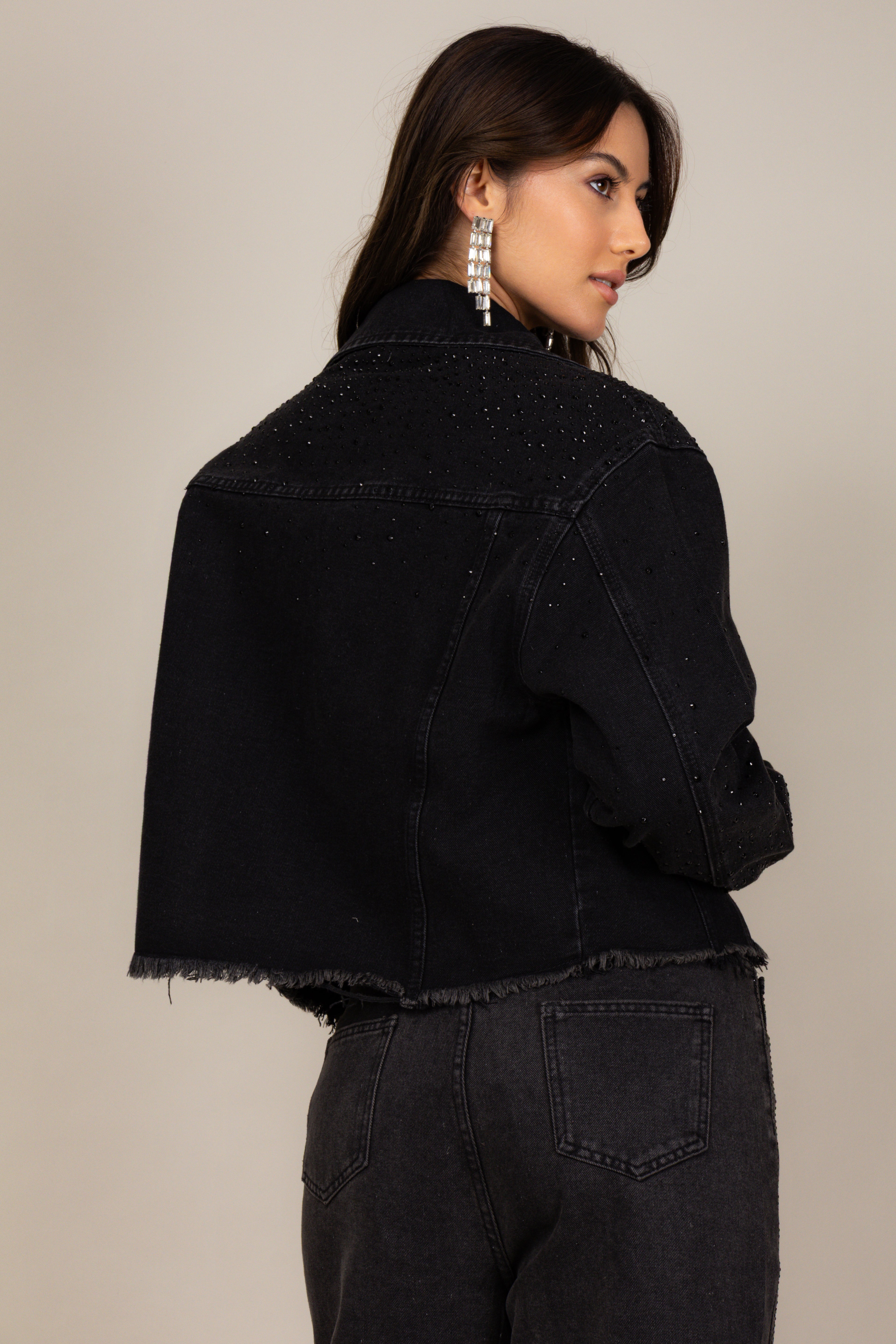 Jaqueta jeans black strass