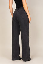 Calça jeans wide leg black strass