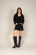 Short jeans black strass