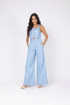 Conjunto cropped e calça wide