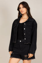 Jaqueta jeans black strass
