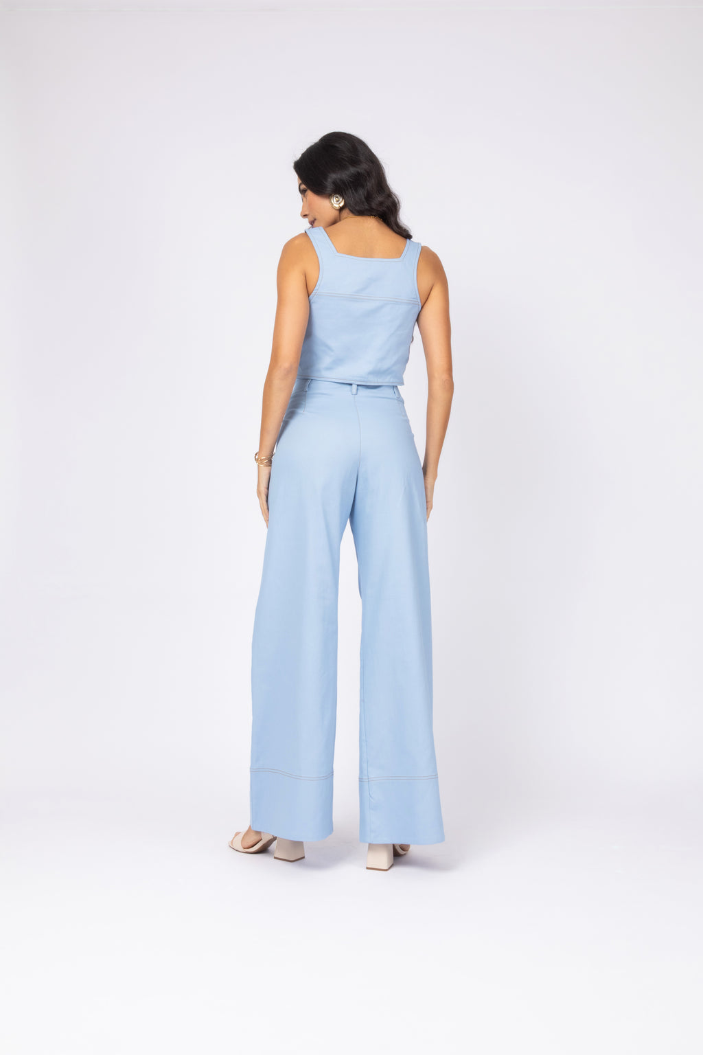Conjunto cropped e calça wide
