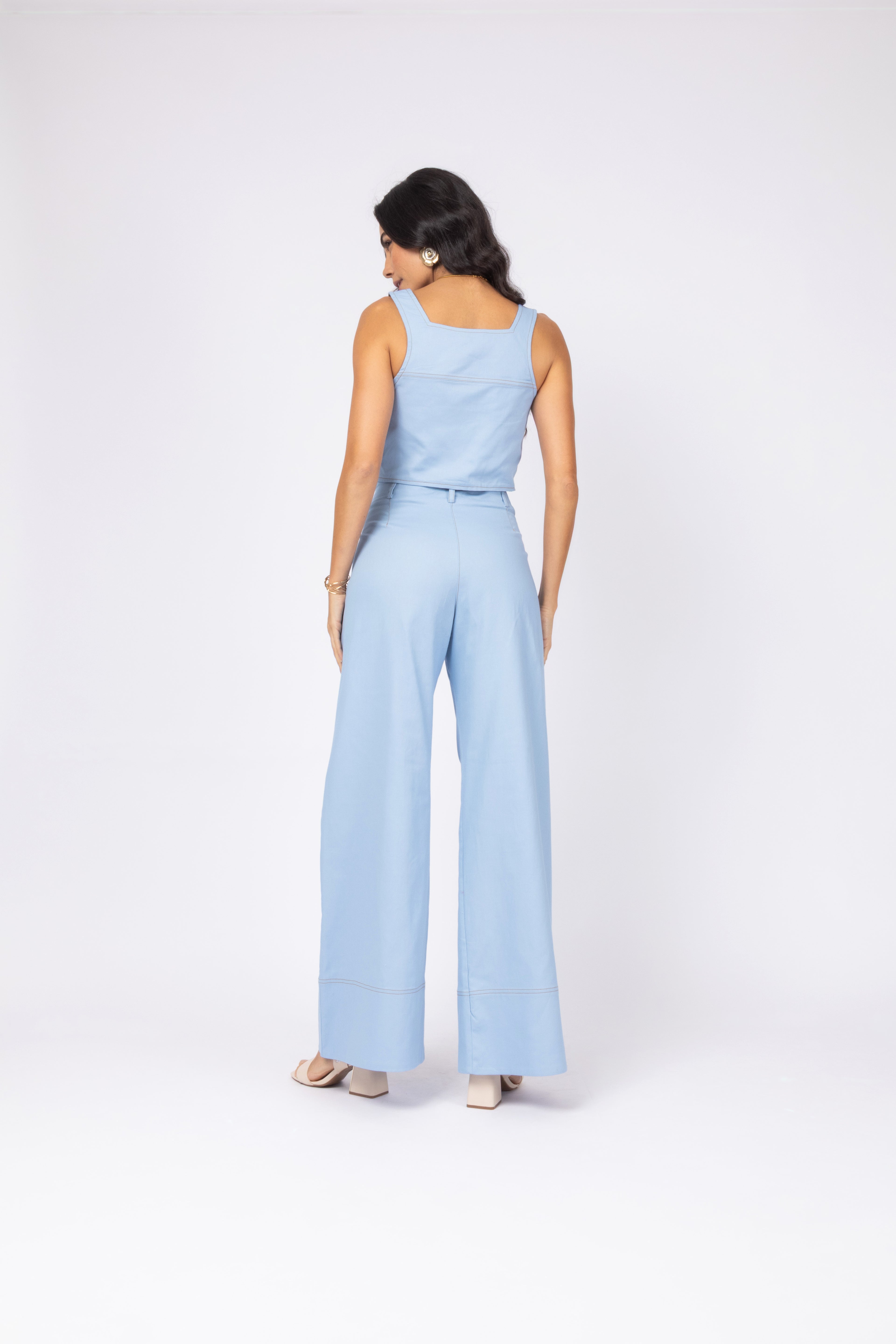 Conjunto cropped e calça wide