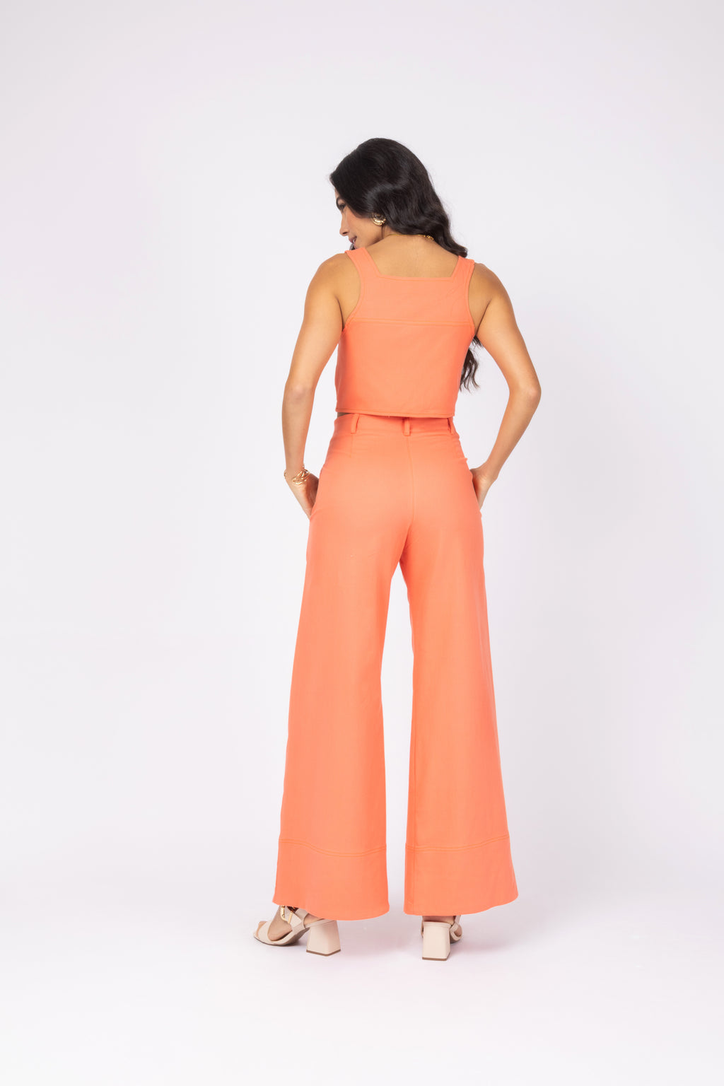 Conjunto cropped e calça wide