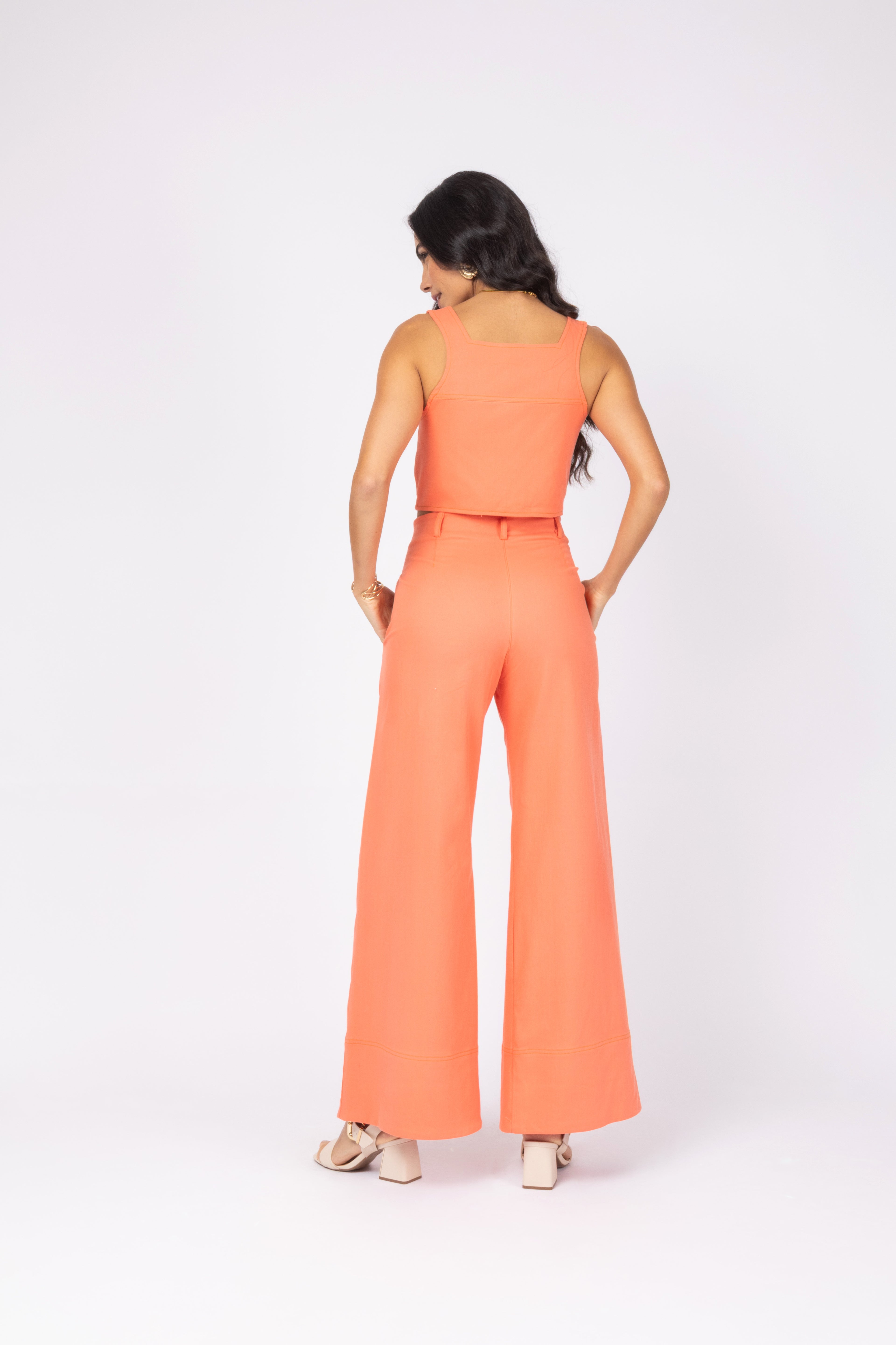 Conjunto cropped e calça wide