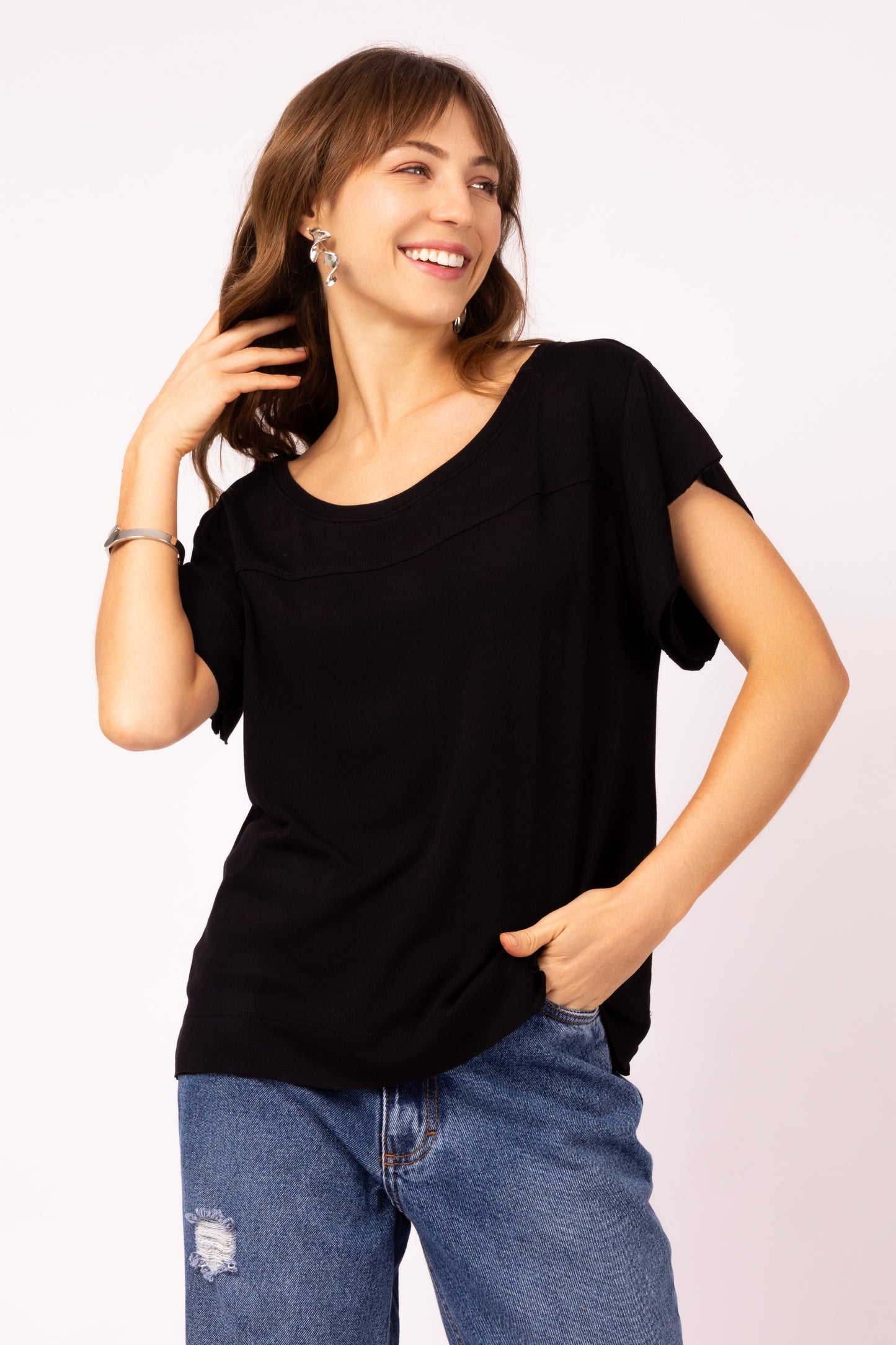 Blusa de malha com recorte frontal