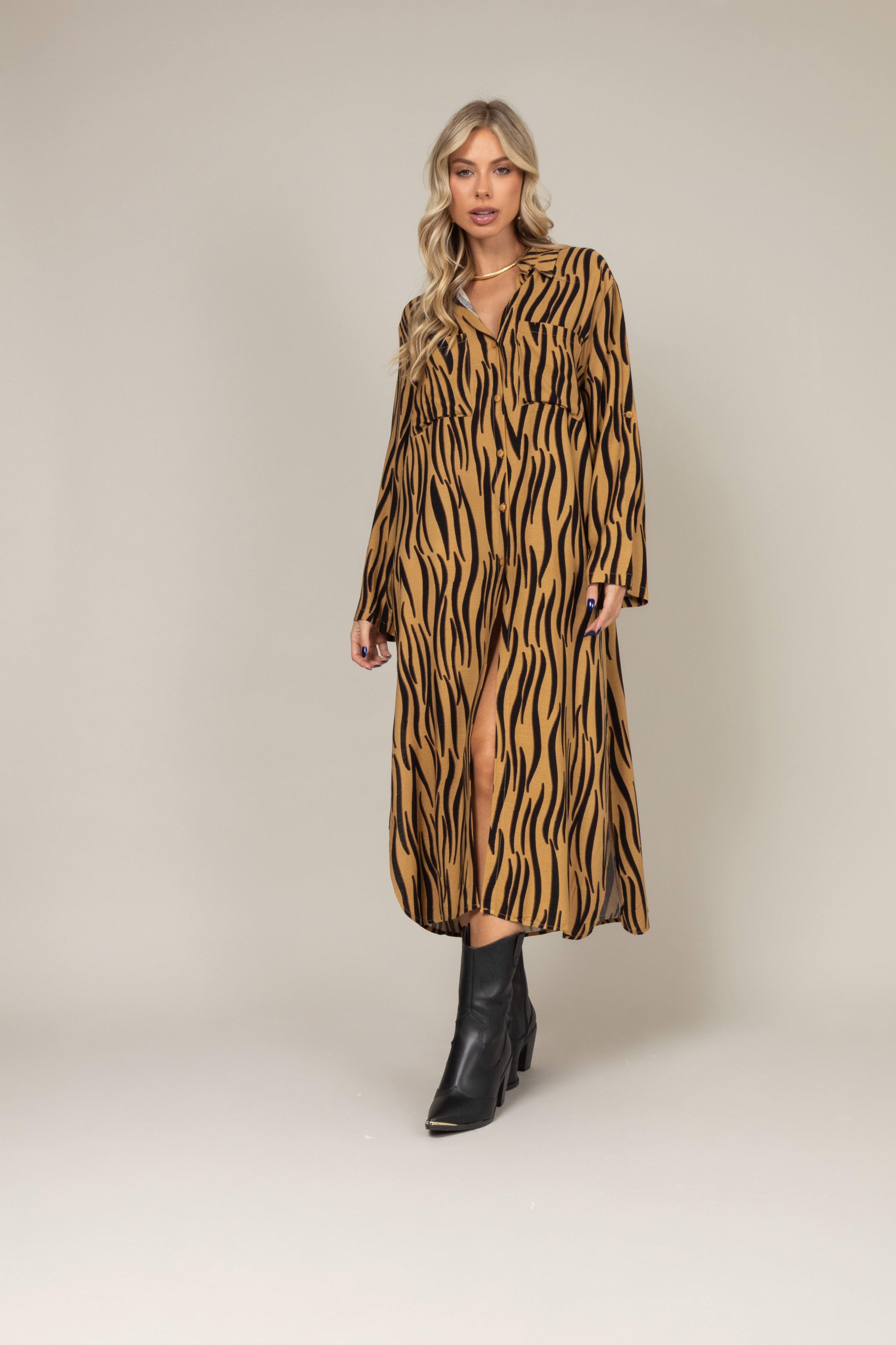 Vestido chemise animal print