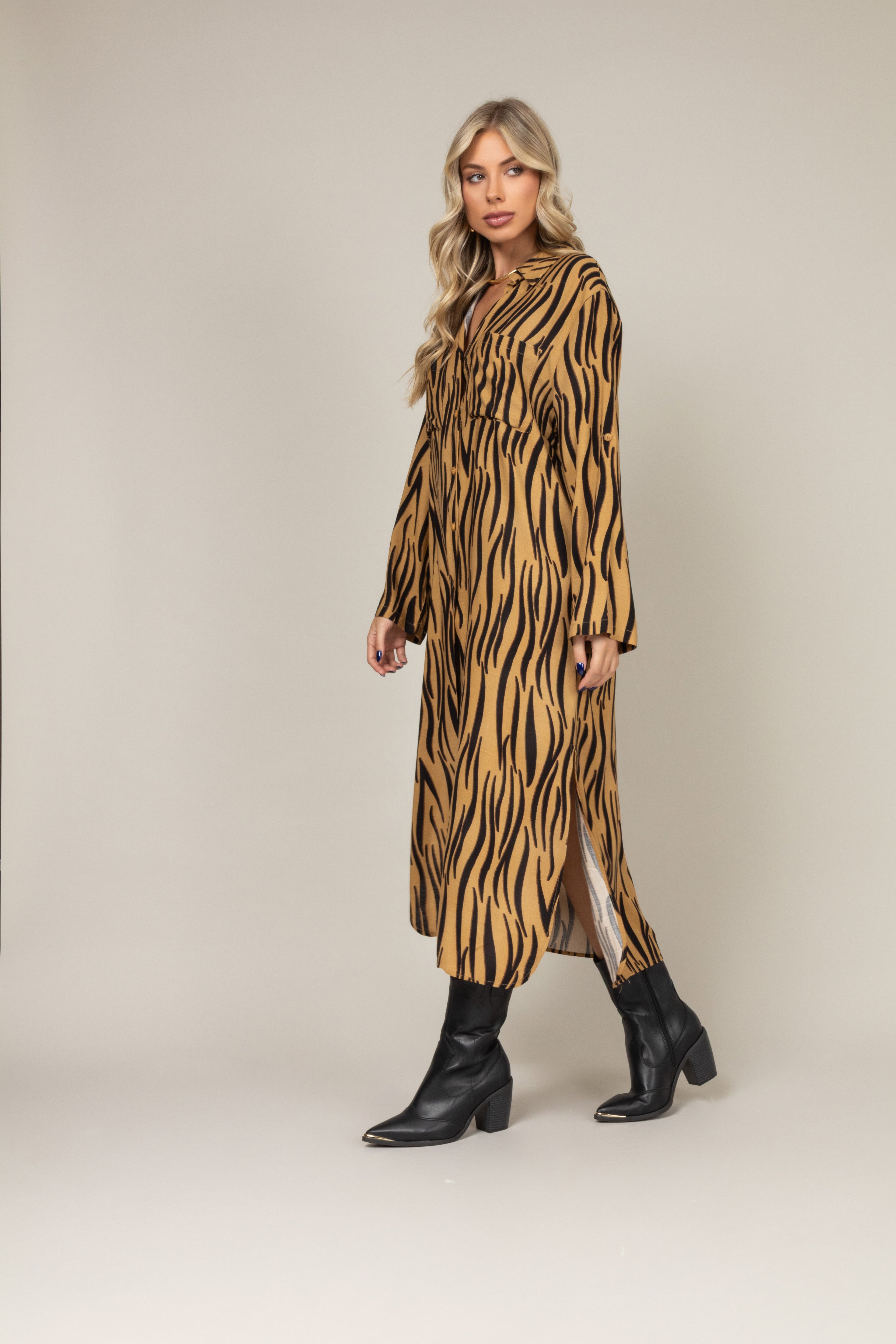 Vestido chemise animal print