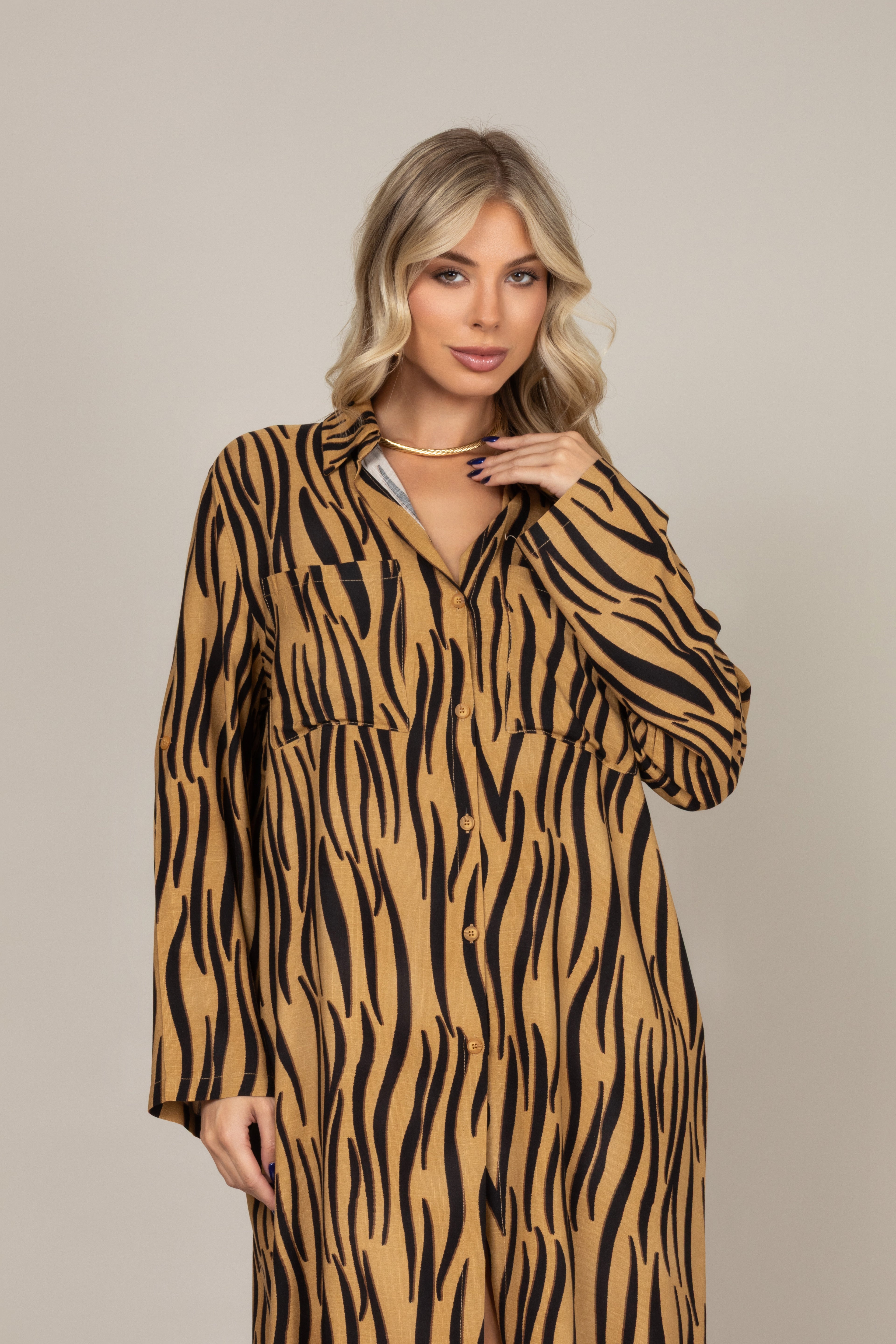 Vestido chemise animal print