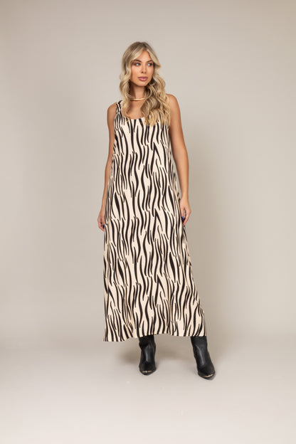 Vestido longo animal print zebra