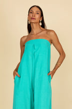 Macacão sem alça pantalona