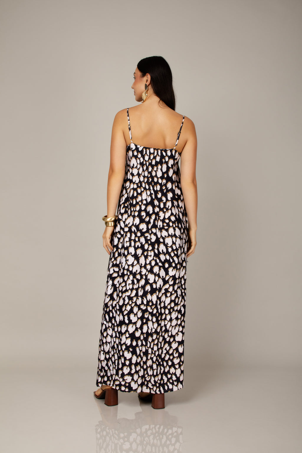 Vestido longo animal print