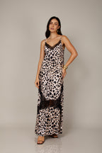Vestido longo animal print