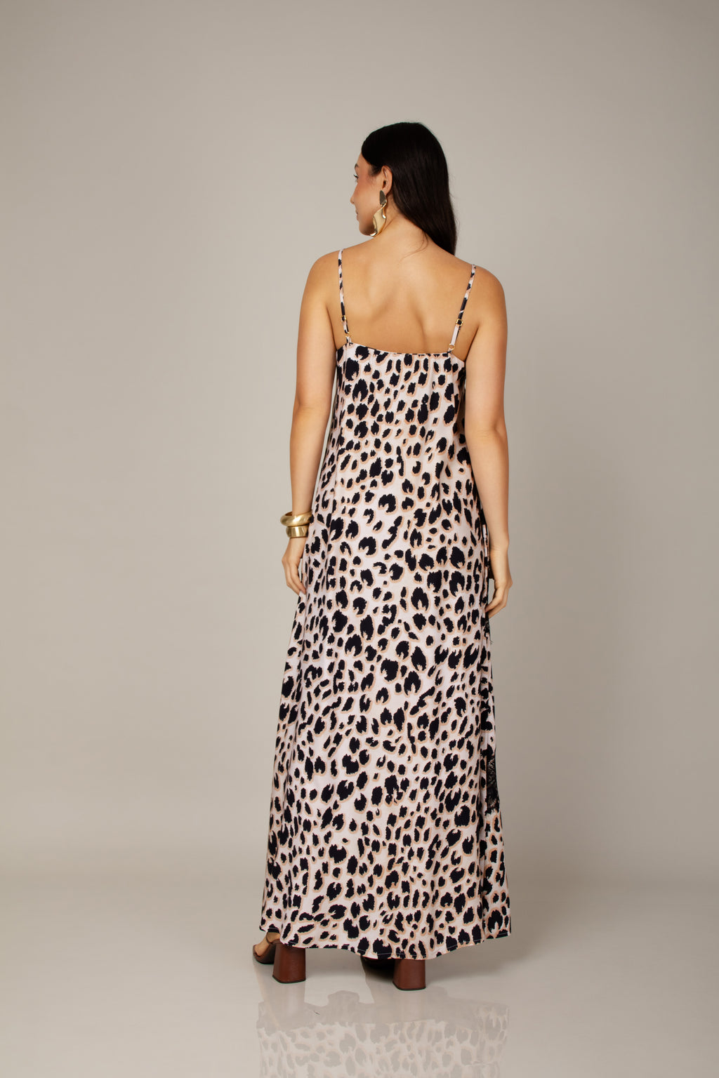 Vestido longo animal print