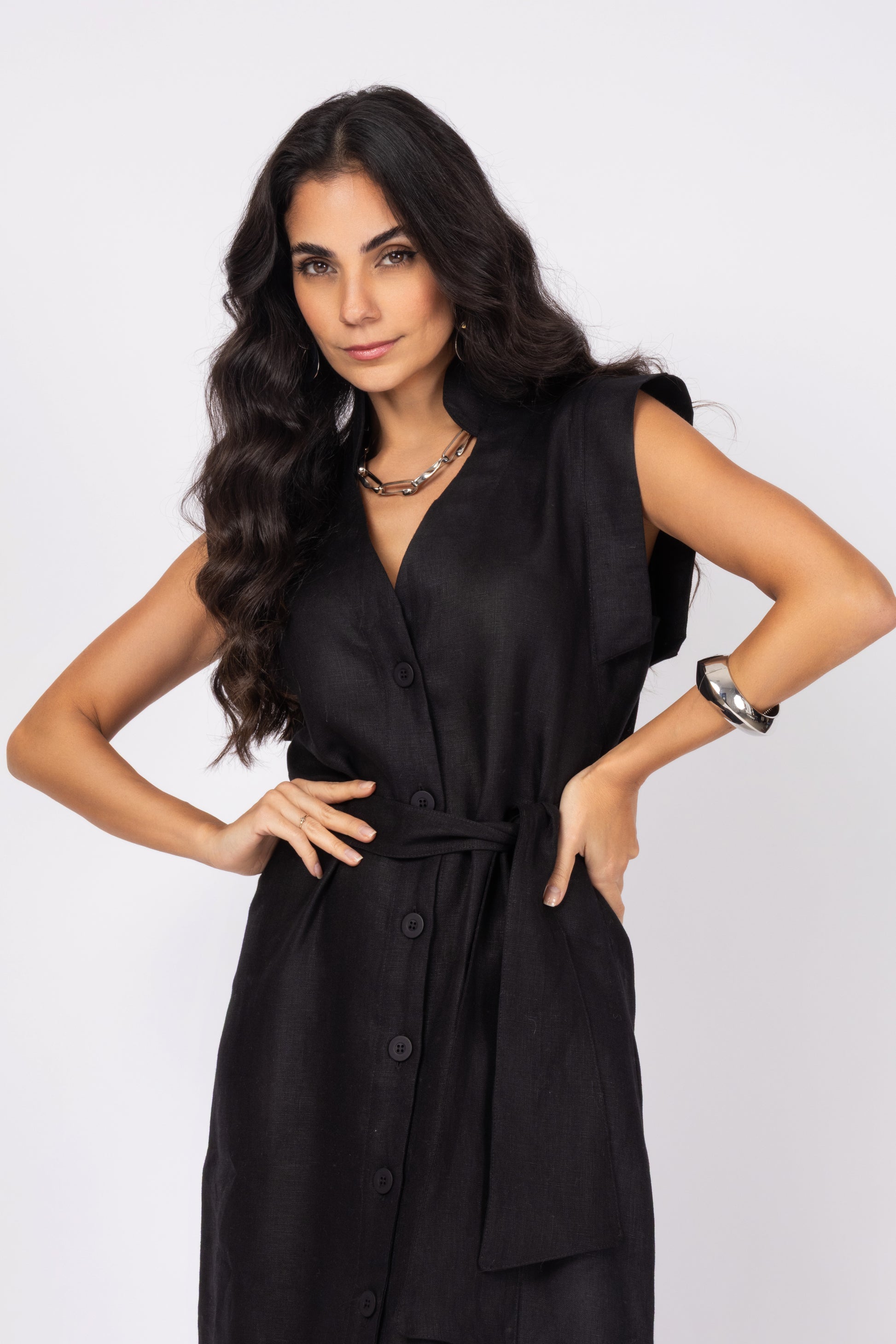 Chemise midi em linho