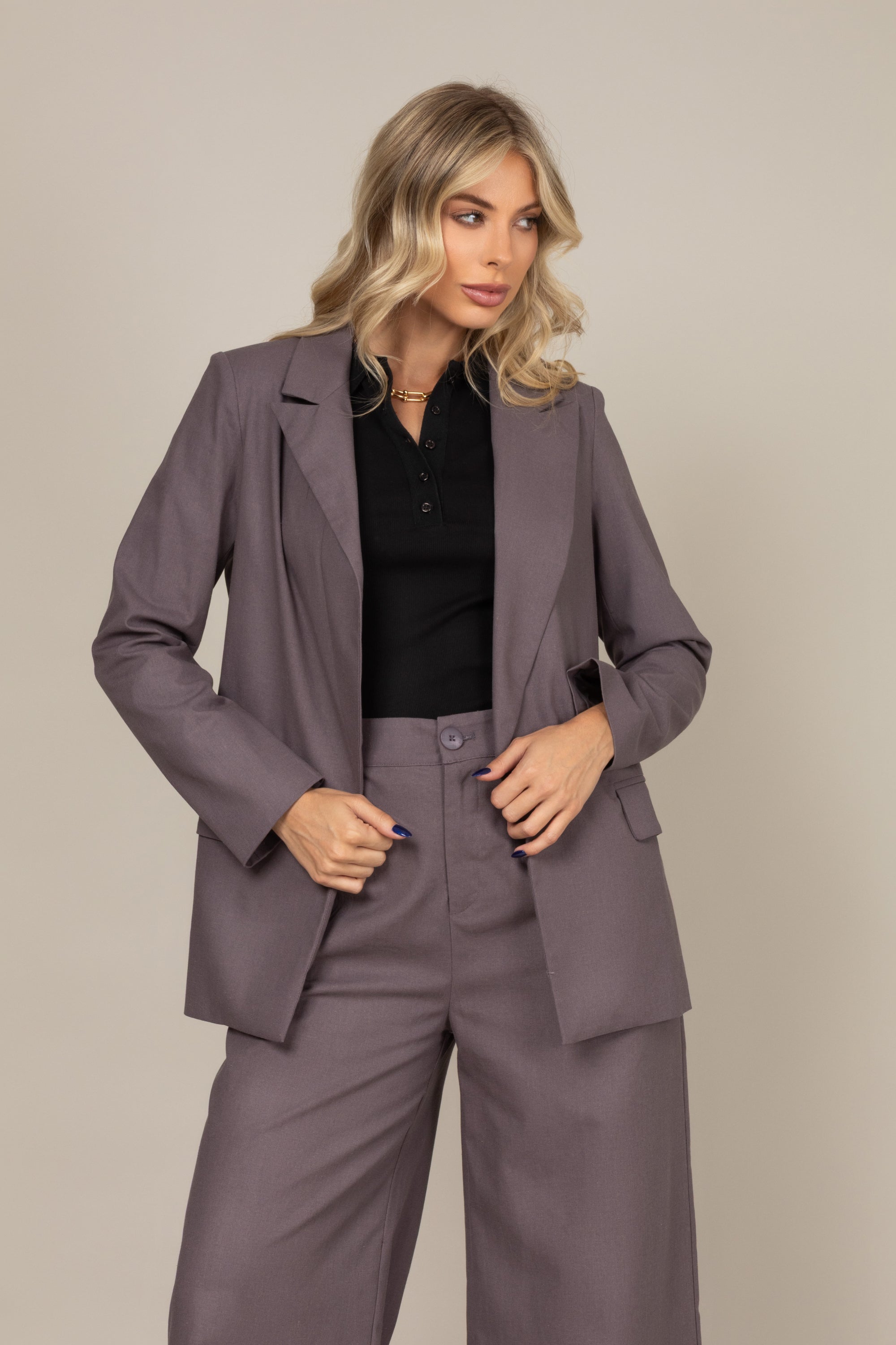 Blazer de alfaiataria em linho