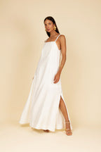 Vestido longo de alças trançadas