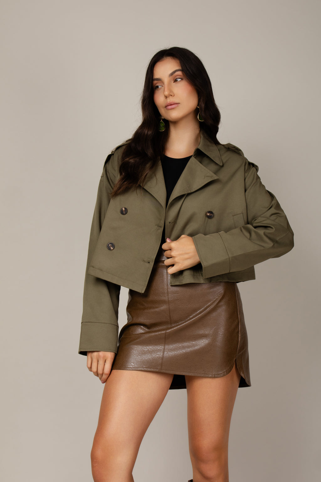 Jaqueta trench coat curto