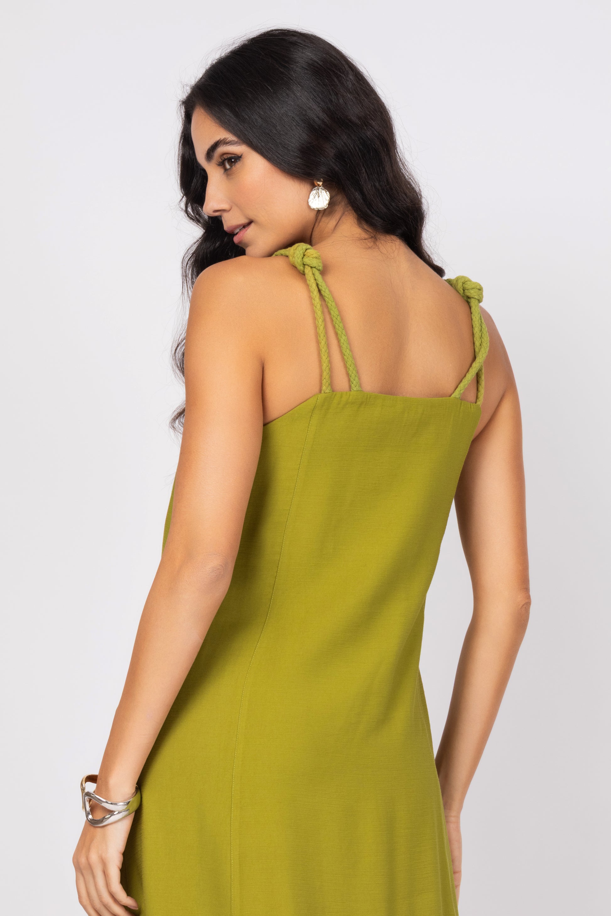 Vestido longo em viscose com alças