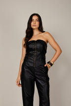Blusa corset em couro eco