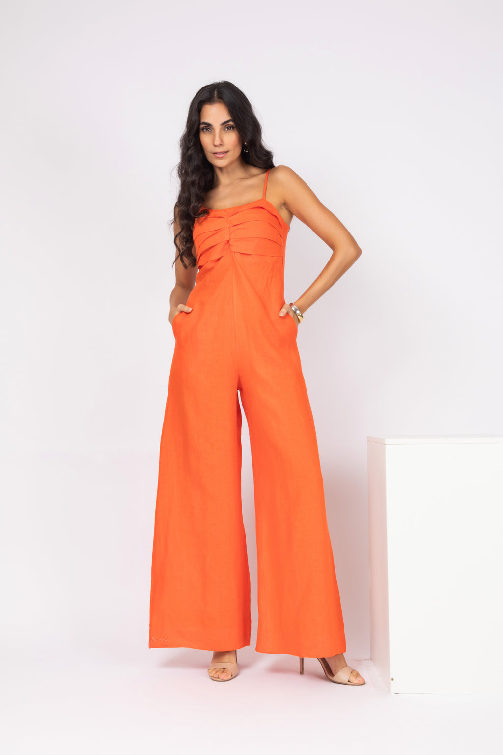 Macacão linho wide leg