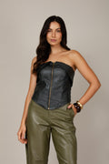 Blusa corset em couro eco