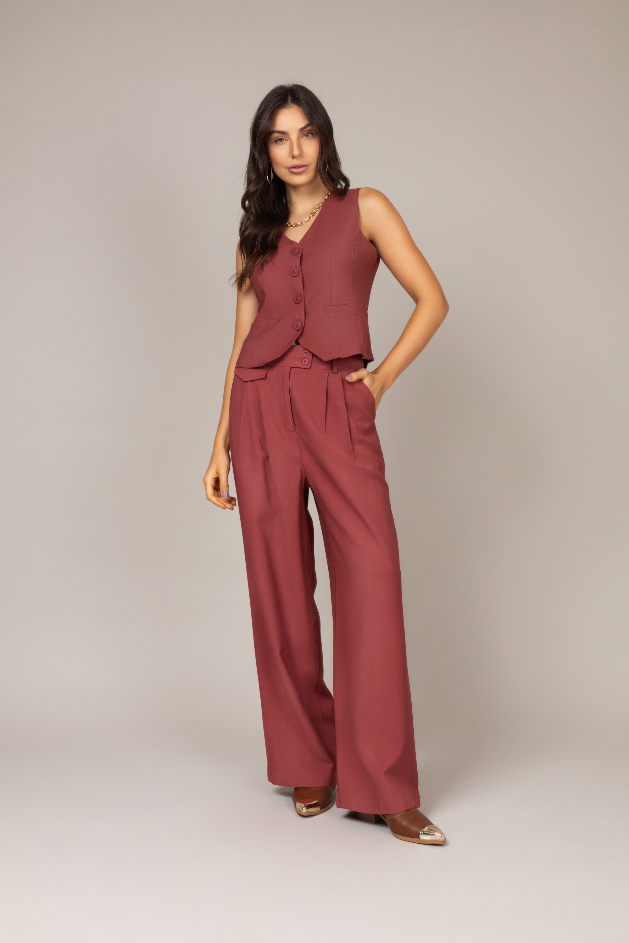 Calça pantalona alfaiataria