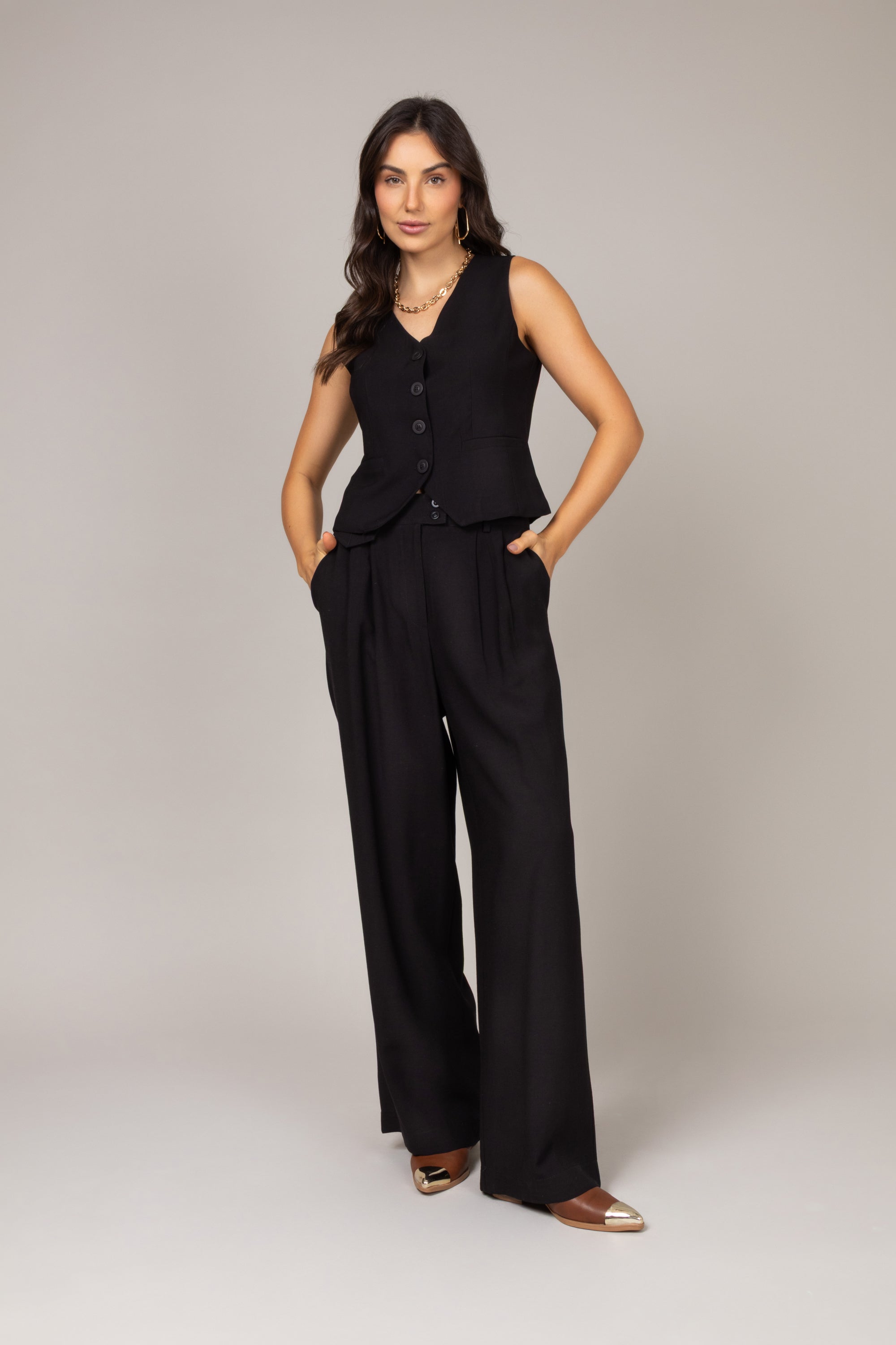 Calça pantalona alfaiataria