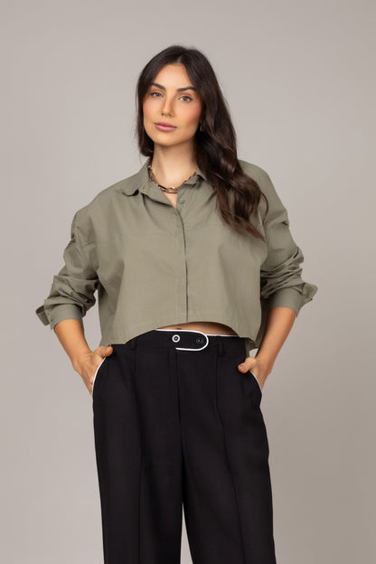 Camisa cropped oversized