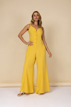 Macacão linho botões frontais