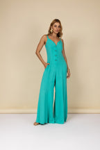 Macacão linho botões frontais