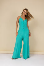 Macacão linho botões frontais