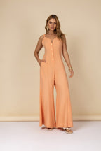 Macacão linho botões frontais