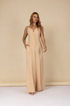 Macacão linho botões frontais