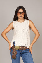 Blusa em regata de crochê