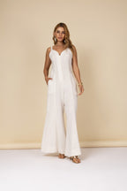 Macacão linho botões frontais