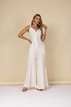 Macacão linho botões frontais