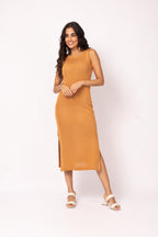 Vestido midi de alça em tricot