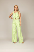 Conjunto cropped e calça wide