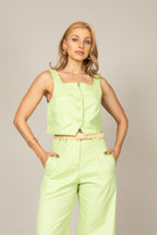 Conjunto cropped e calça wide
